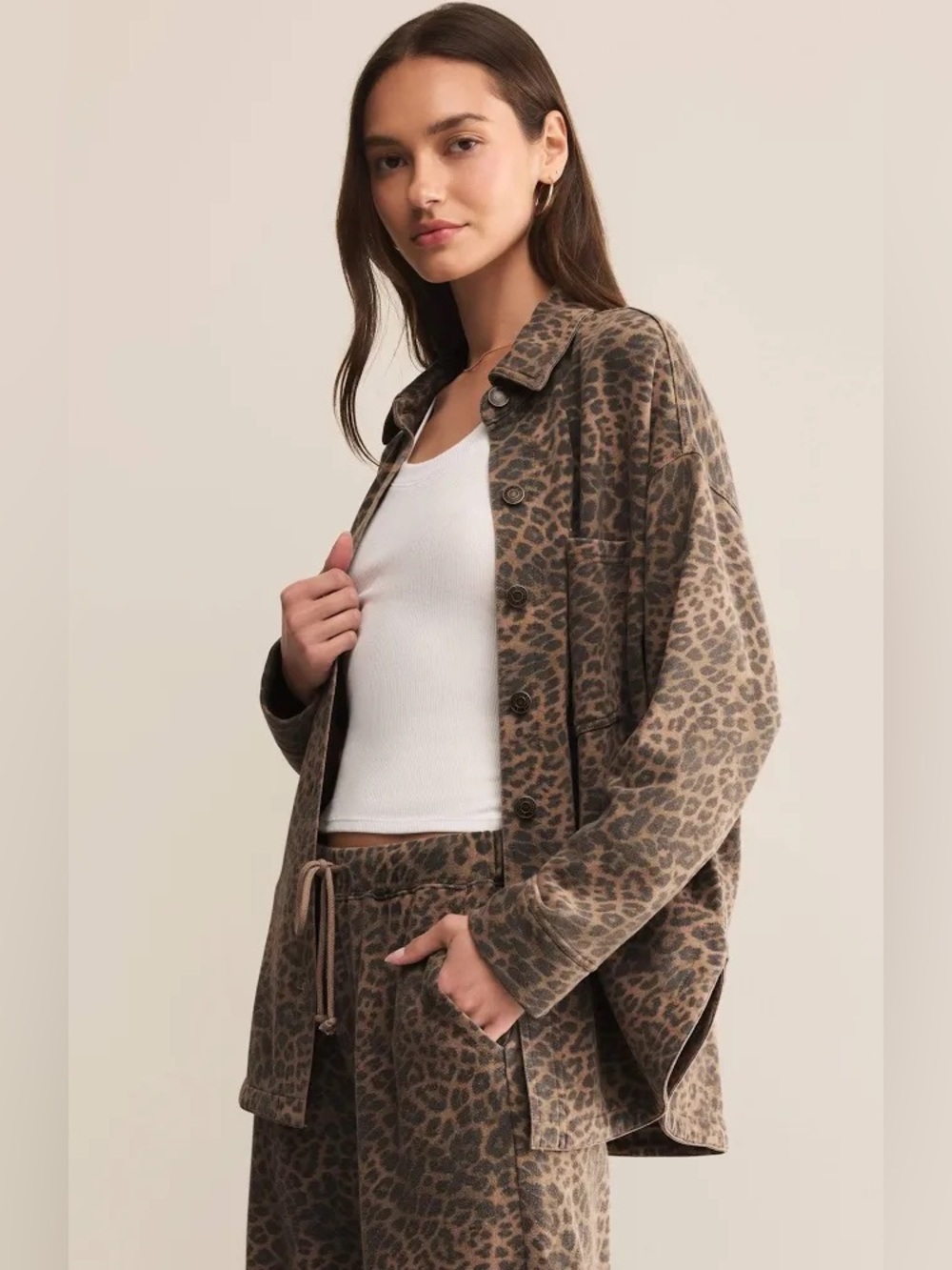 NWT Z Supply All Day Knit Jacket in Leopard Print
